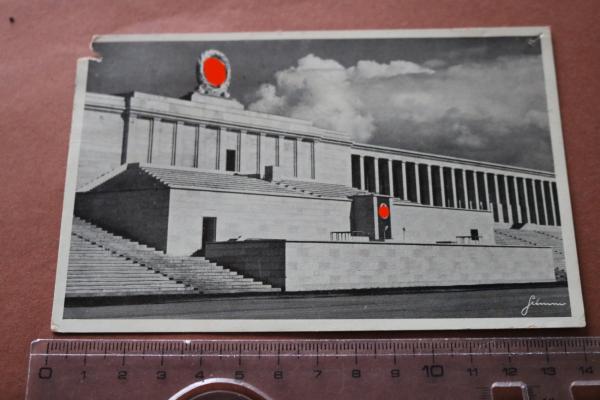 alte Postkarte - Nürnberg Zeppelinfeld - Mittelteil der Haupttribüne